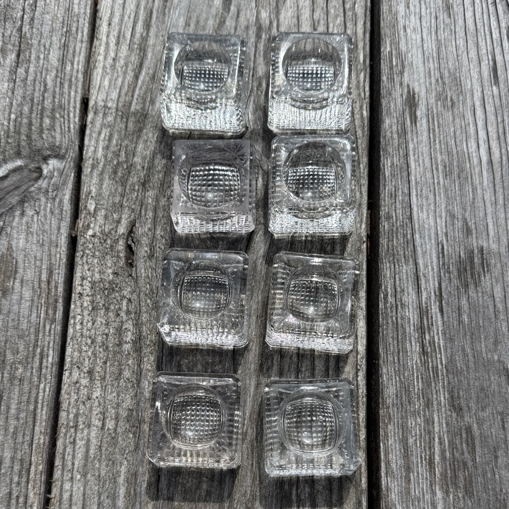 8 Antique Clear Glass Salt Cellars Dips